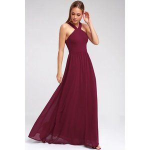 Lulu's Air of Romance Burgundy Maxi Dress size Large